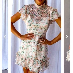 Navy High Neck Ruffle Sleeve Dress *NEW*